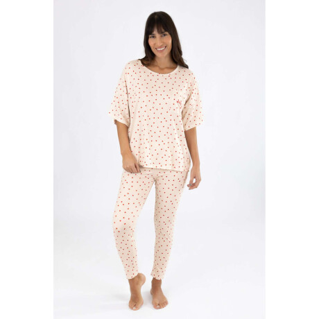 Pijama legging rib heart Marfil