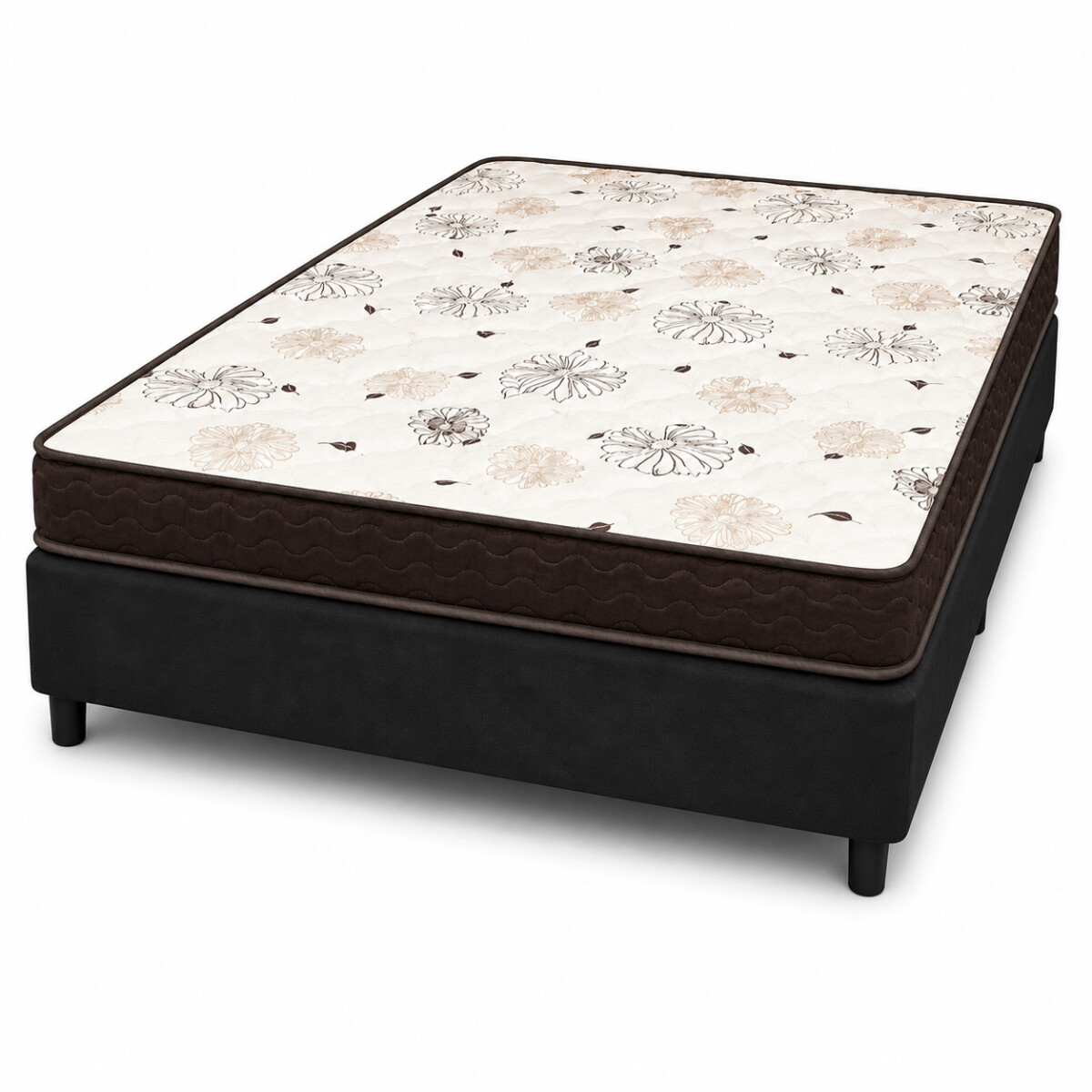 Sommier Dorado 2 Plazas Colchón Espuma Reversible Matelaseado 138 x 188 x 13 cm 