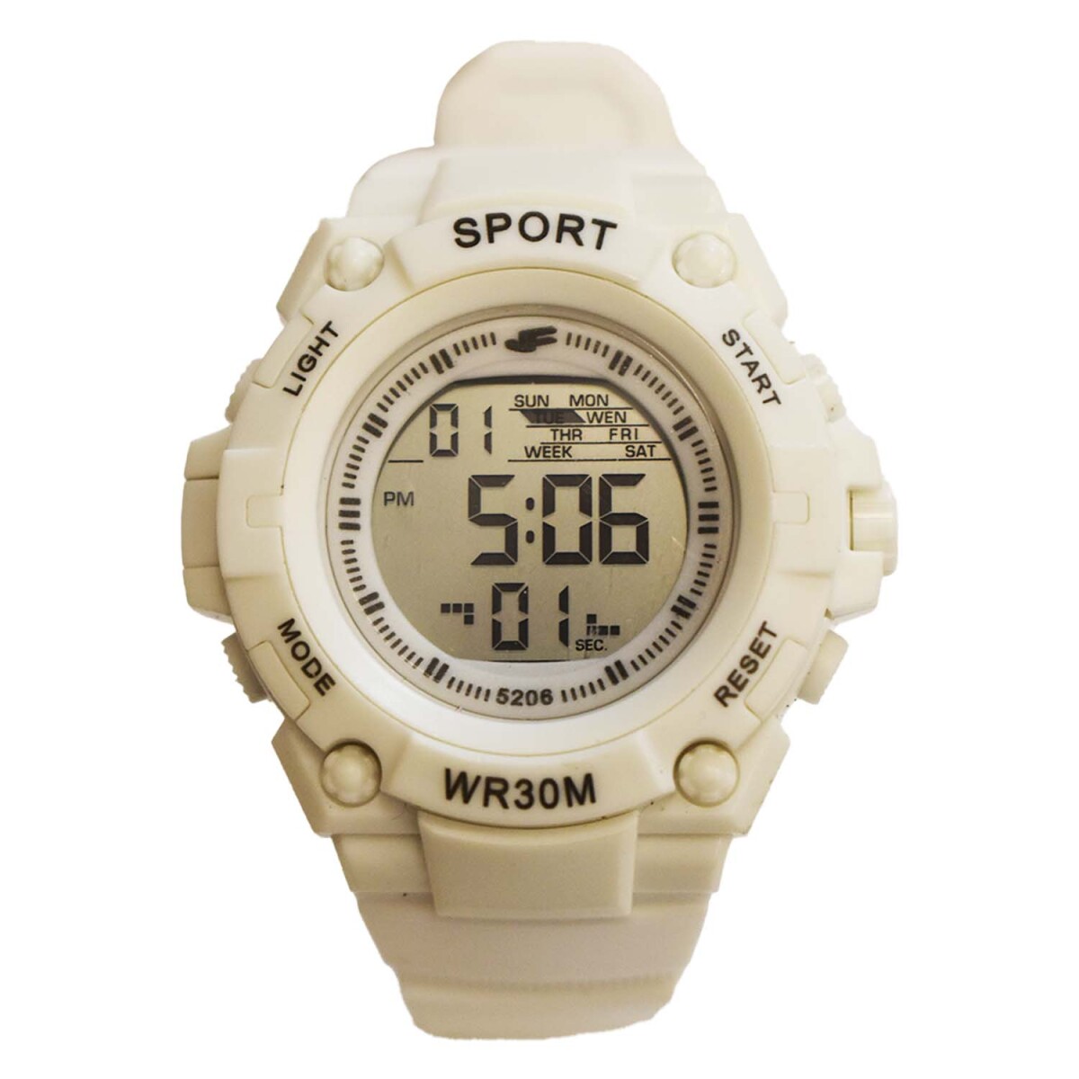 Reloj Deportivo de Pulsera Waterproof Pantalla Luz Unisex - Blanco 