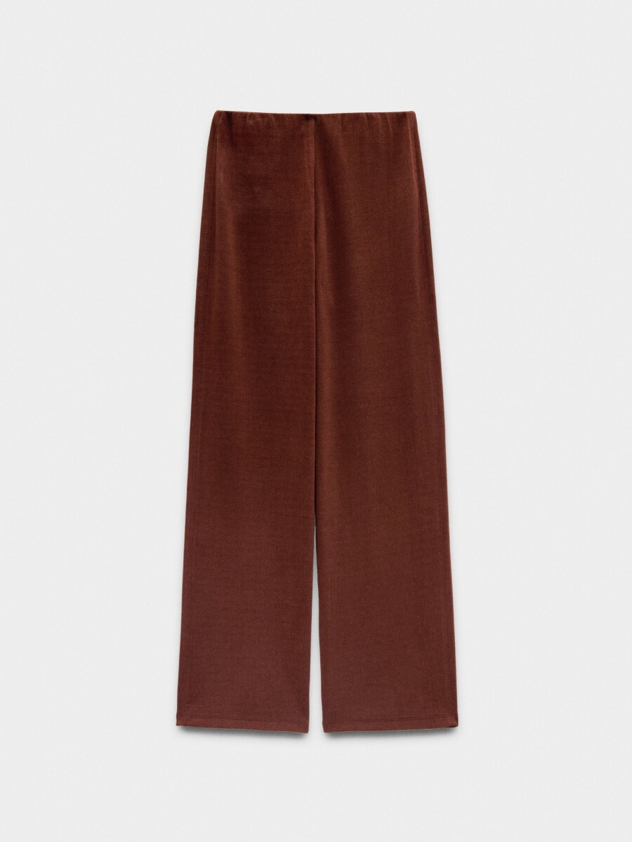 Pantalón Reto Con Cintura Elástica marron
