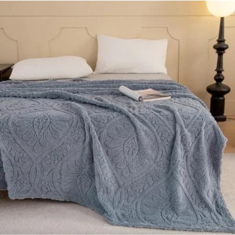 Manta Cotton Flor Corderito 2 Plazas Frazada Polar Premium 230x240 Reversible Sherpa Cálida Suave AZUL