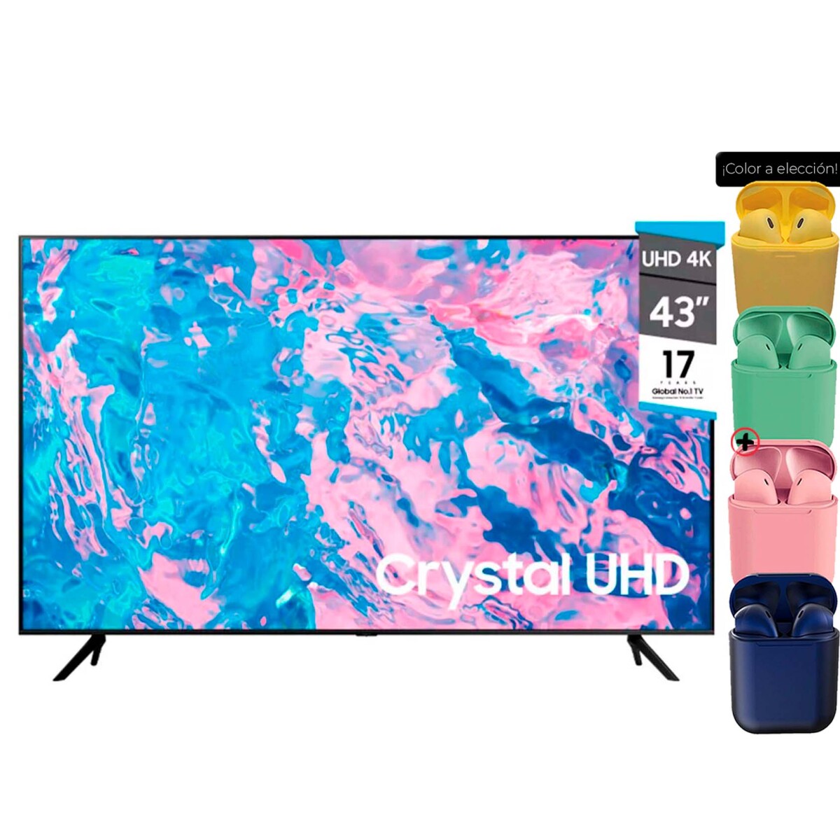 Samsung Smart Tv 43 Cu7000 Crystal Uhd 4k 2023 + Auriculares 