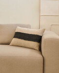 Almohadón Daf 100% de lino beige y gris con flecos 40 x 60 cm