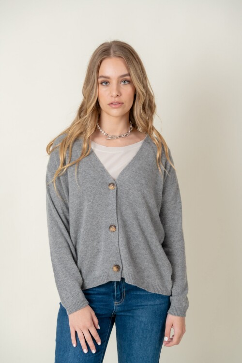 Cardigan lana dama Gris