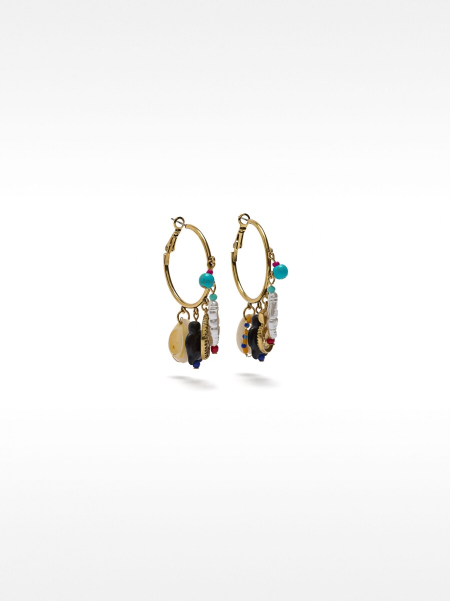 Aros Con Piedras Y Conchas multicolor