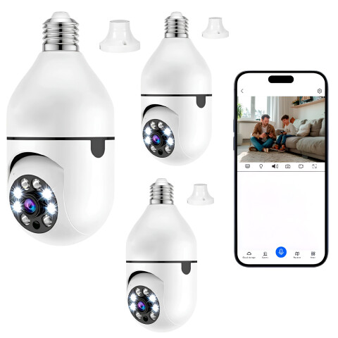 Cámara de Seguridad Vigilancia 360 Wifi Graba Audio X 3 Unid Color Blanco