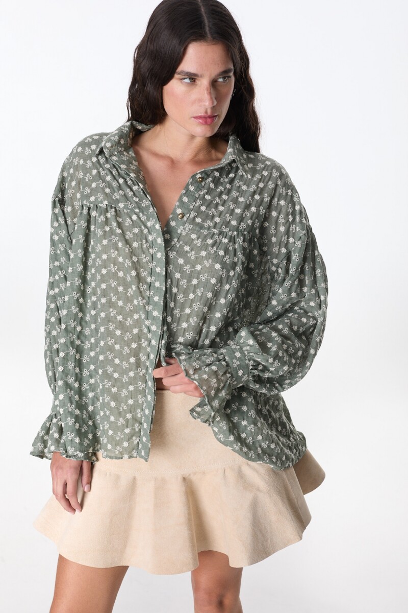 Camisa Gaia Verde Broderie