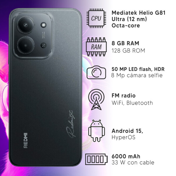 Xiaomi Redmi 15c 8 (4+4)/128 Gb De Outlet OLT CEL XIAOMI 15C 4GB 128 NEGRO