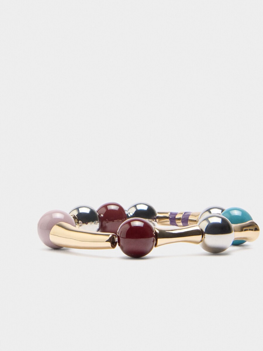 Pulsera Elástica De Cuentas Con Esmalte multicolor