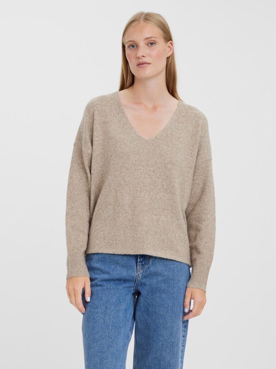 Sweater Doffy Cuello "v" - Sepia Tint 