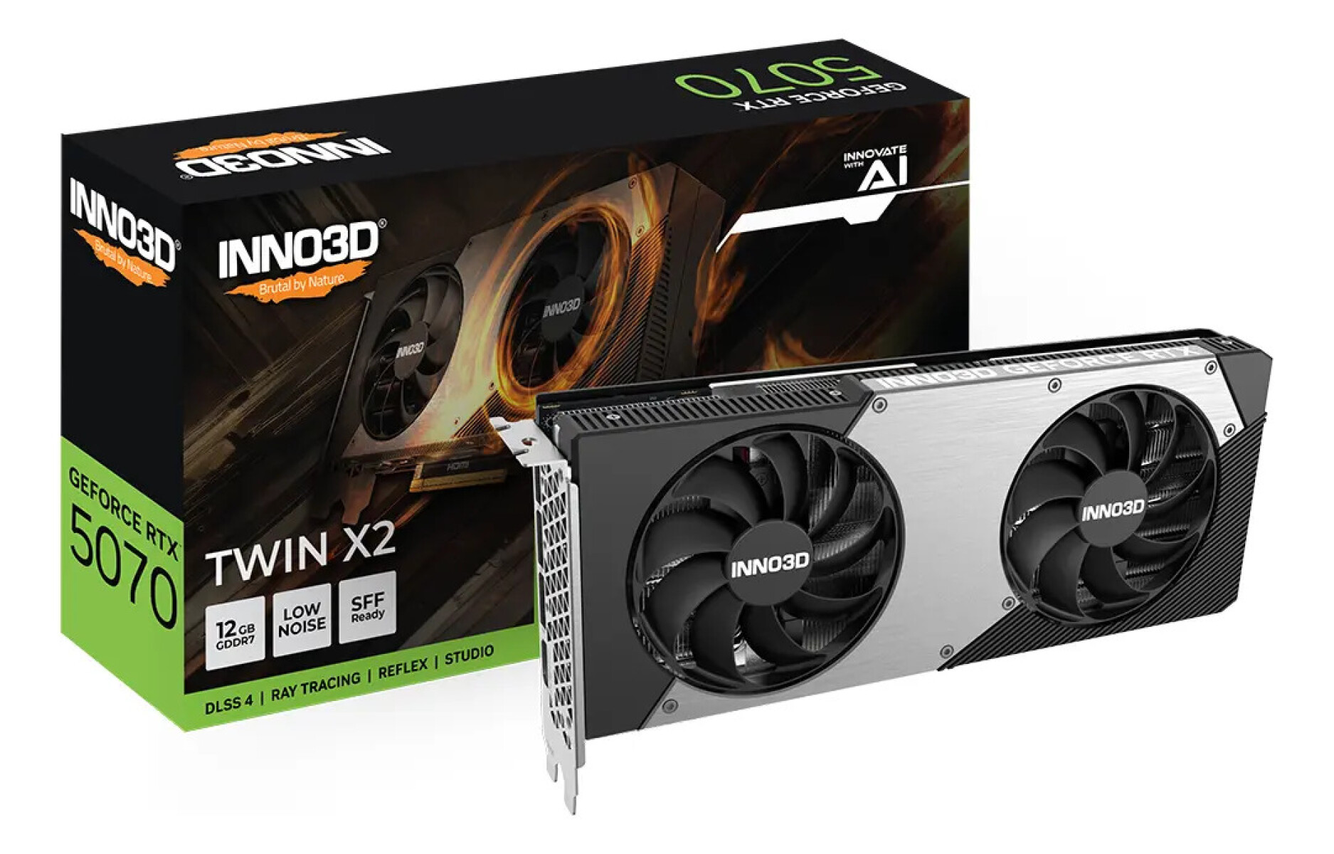 Tarjeta Gráfica Inno3d Geforce Rtx 5070 Twin X2 12 Gb Gddr7 - NEGRO 