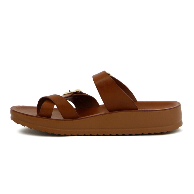 Sandalias Mujer Darkness Tira Cruzada Y Hebillas Marron