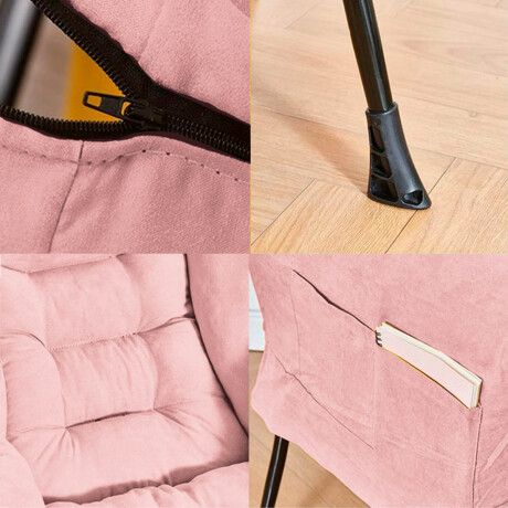 Silla Sillón Butaca Lazy Con Posapie Otomano Bolsillo Rosa