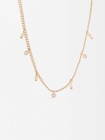 Collar Corto Con Perlas Y Circonitas dorado