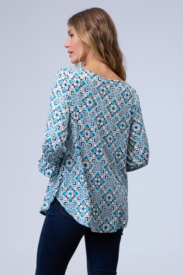 Blusa Keyhole MULTI/TURQUESA