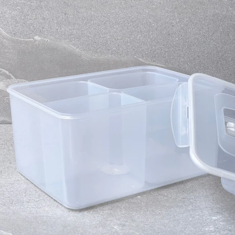 Organizador 4 Divisiones Polipropileno Con Tapa/Manija 8L Organizador 4 Divisiones Polipropileno Con Tapa/Manija 8L