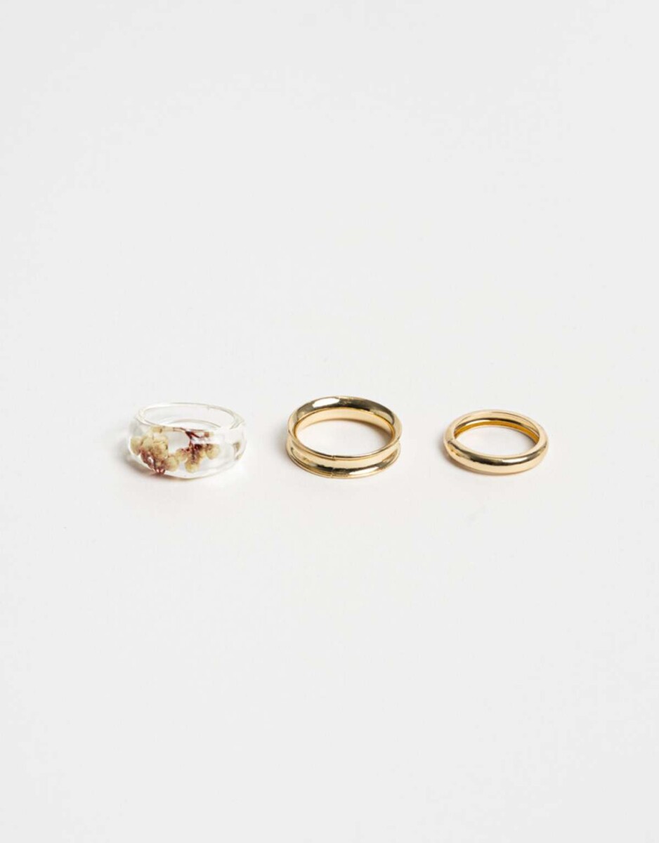 Sets Anillos Flores atrapadas - Dorado 