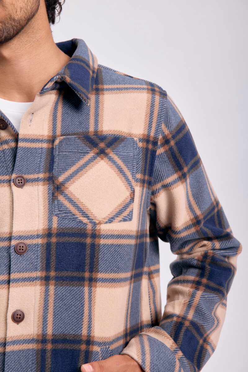 Sobrecamisa con sherpa Cuadros Tostado