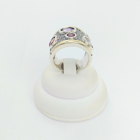 Anillo de plata 925 con borde de double de oro 18k y circonias. Anillo de plata 925 con borde de double de oro 18k y circonias.