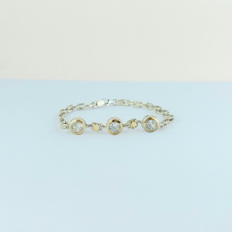 Pulsera de plata 925 y double en oro 18 ktes con circonias. Pulsera de plata 925 y double en oro 18 ktes con circonias.