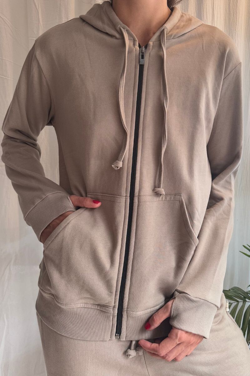 Campera capucha Visón