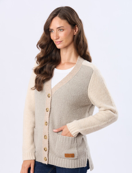 CARDIGAN TEJIDO COMBINADO Verde