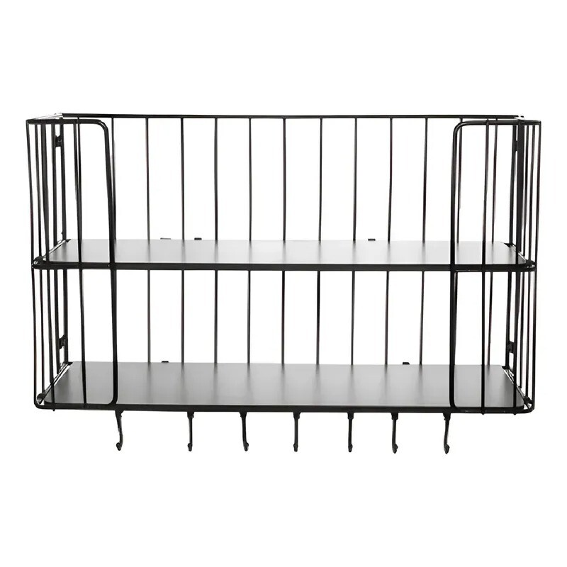 Estantería de pared con ganchos - Negra Estantería de pared con ganchos - Negra