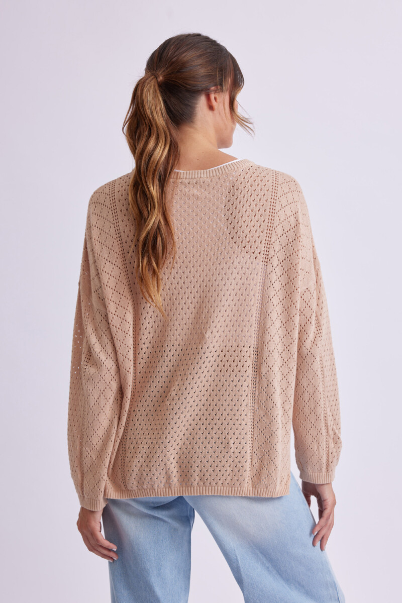 Buzo punto fantasía Beige