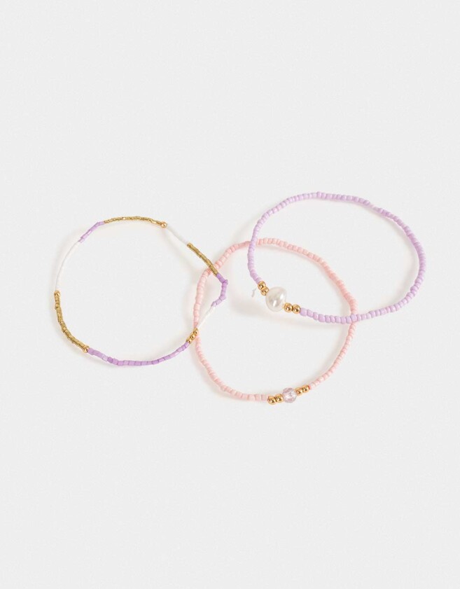 Pulseras Elásticas Sets Strass Pulseras Elásticas Set Con Perla - Dorado