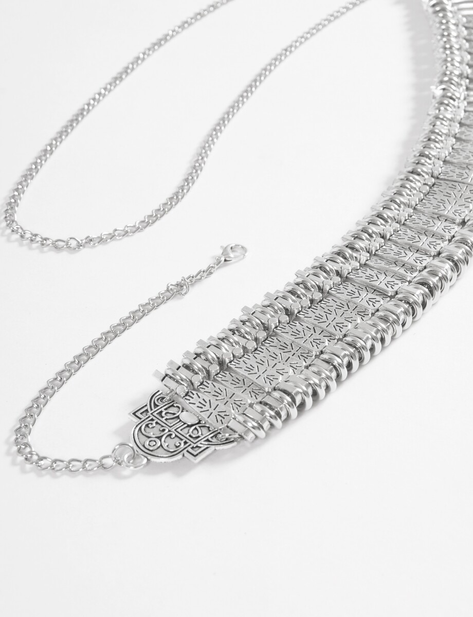 Cinturon metallic detalles - plateado 