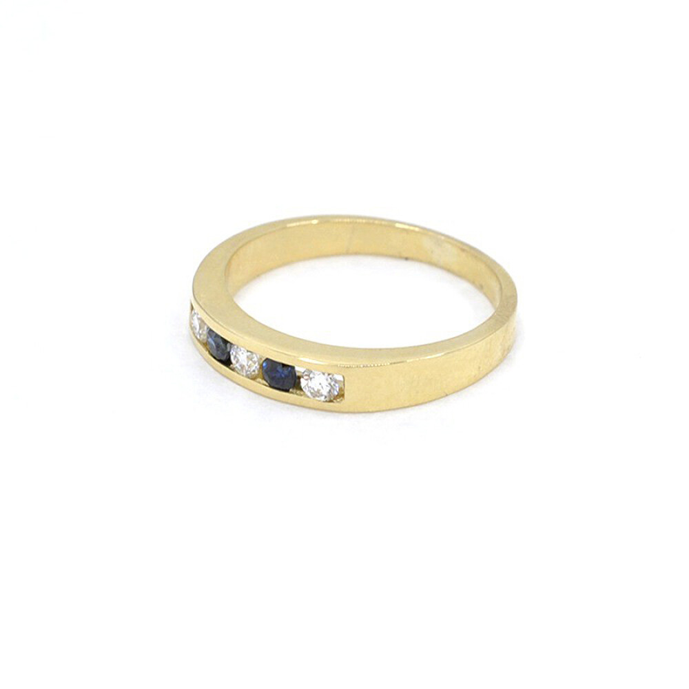 Anillo En Oro 18K Con Zafiros Y Brillantes Anillo En Oro 18K Con Zafiros Y Brillantes