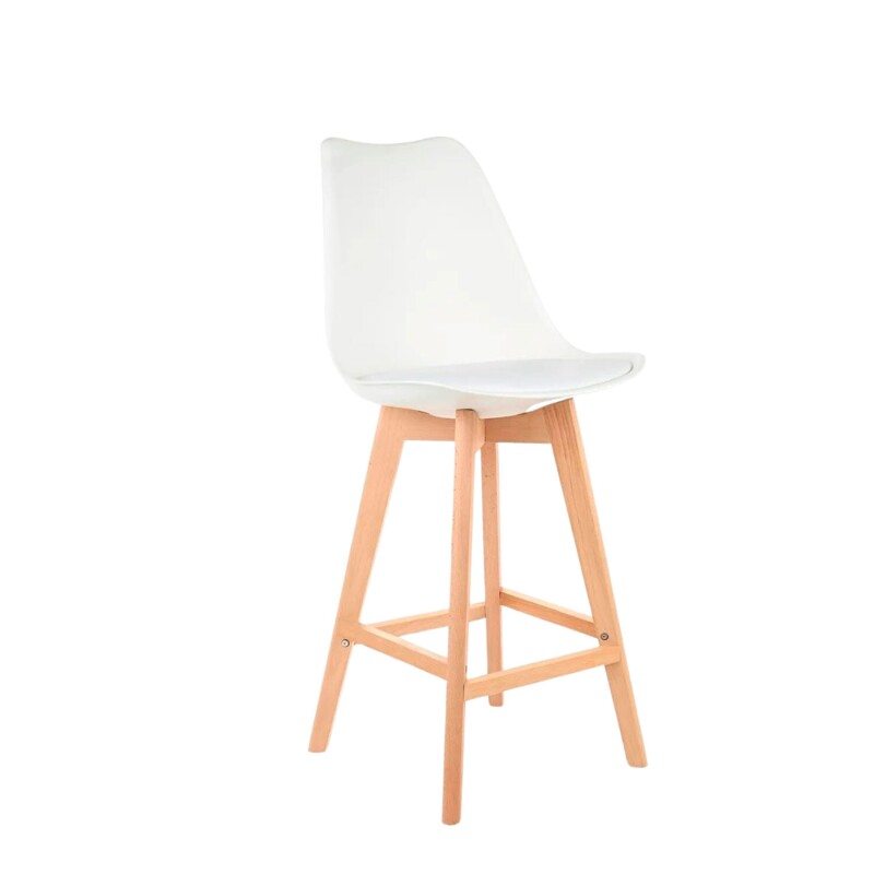 Taburete Tulip Eames acolchonado Blanco