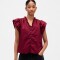 V-FLUTTER SLV EYELET YOKE TOP RED DELICIOUS