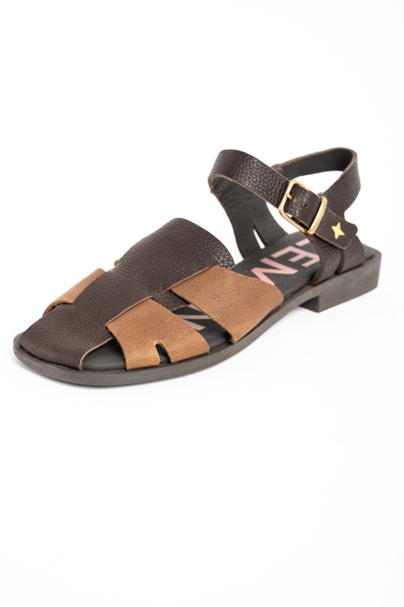 Sandalias Cangrejeras De Cuero Chocolate