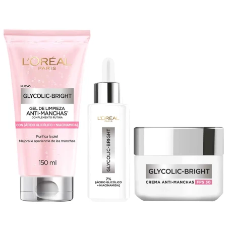 Pack L'Oréal Paris Glycolic Crema Día + Serum + Gel De Limpieza Pack L'Oréal Paris Glycolic Crema Día + Serum + Gel De Limpieza