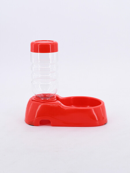 BEBEDERO CON BOTELLA PARA MASCOTA ROJO