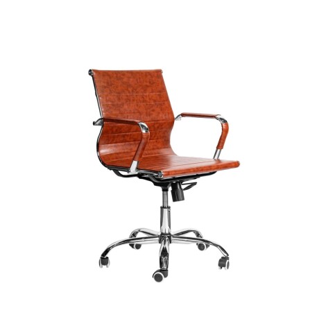 SILLA DE ESCRITORIO SIMIL-CUERO MARRON D-101