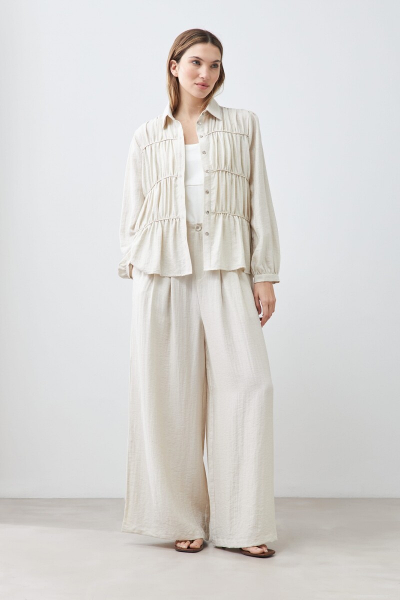 Palazzo con pinzas beige melange