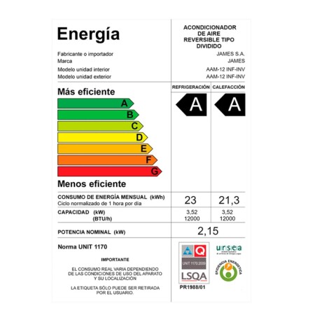 Aire Acondicionado Inverter James 18000 BTU Aire Acondicionado Inverter James 18000 BTU
