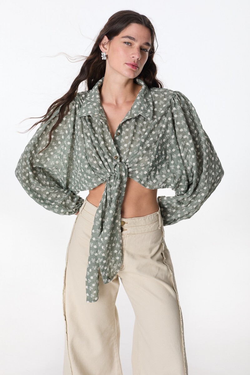 Top Mona Verde Broderie