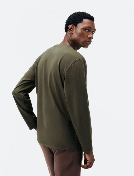 CAMISETA BÁSICA DE ALGODÓN VERDE OSCURO