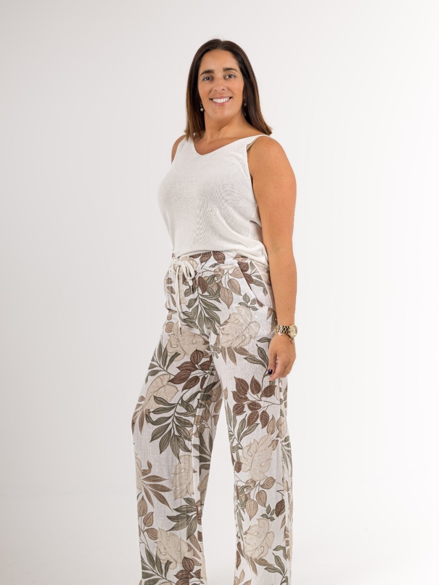 Pantalón 100% lino estampado Pantalón 100% lino estampado