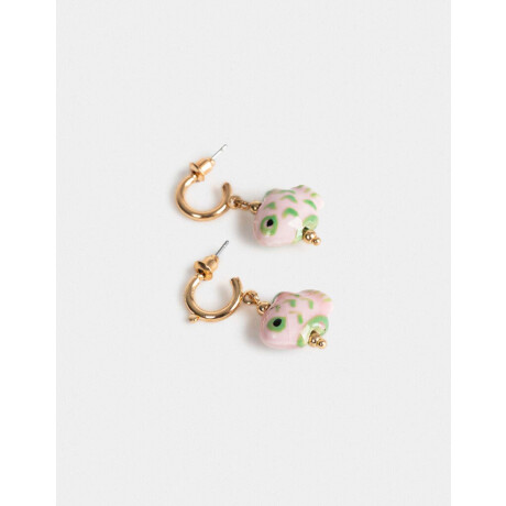 Aros Argolla Pez De Cerámica Dorado