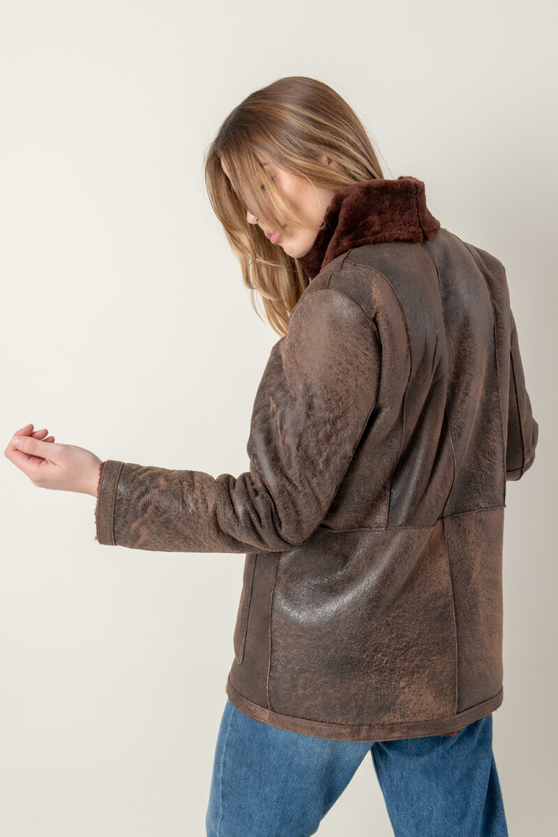 Borrego greta reversible Marron gastado