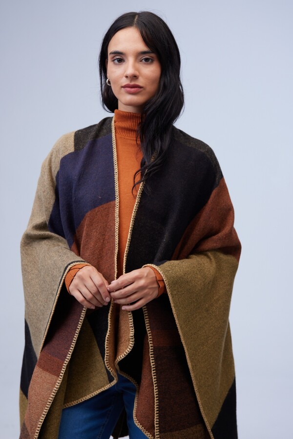 Ruana Colorblock TOSTADO/MULTI