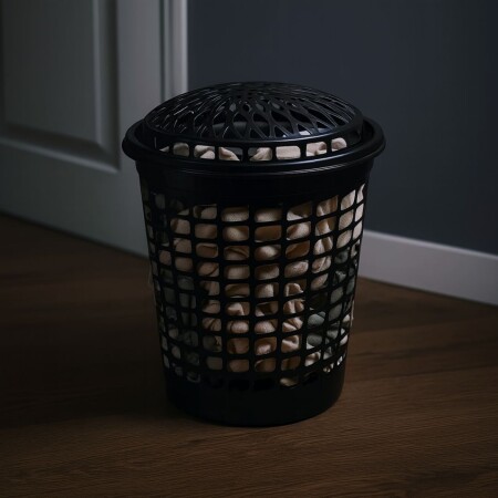 CESTO PARA ROPA TELADO 30 LITROS NEGRO NEGRO