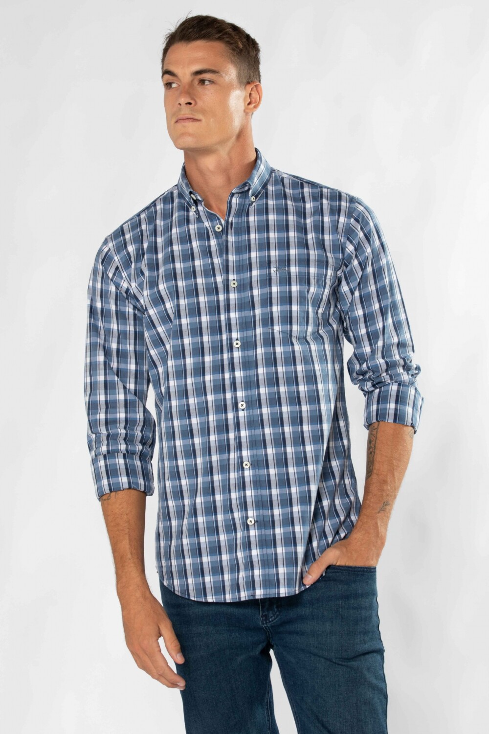 CAMISA A CUADROS Piedra