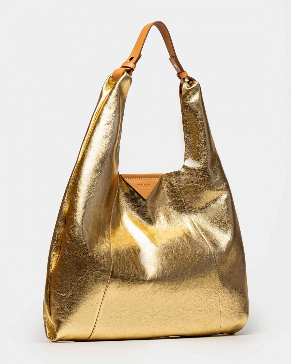 Bolso The Shopping en cuero graneado metalizado Oro Niquel