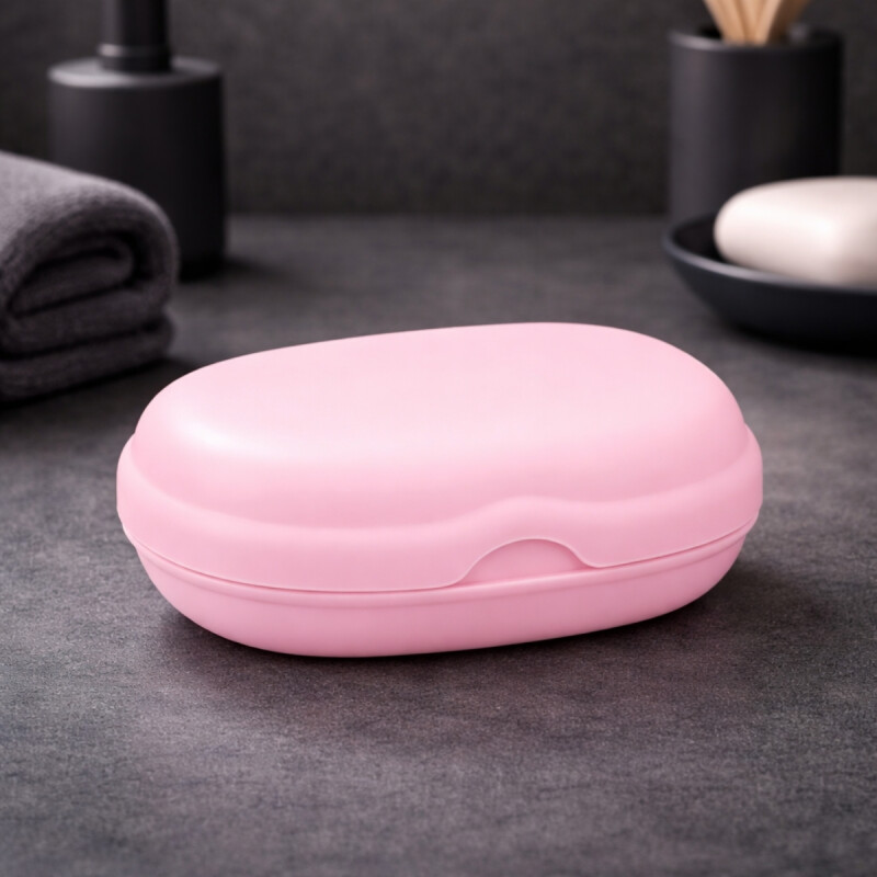 Jabonera con tapa ROSADO