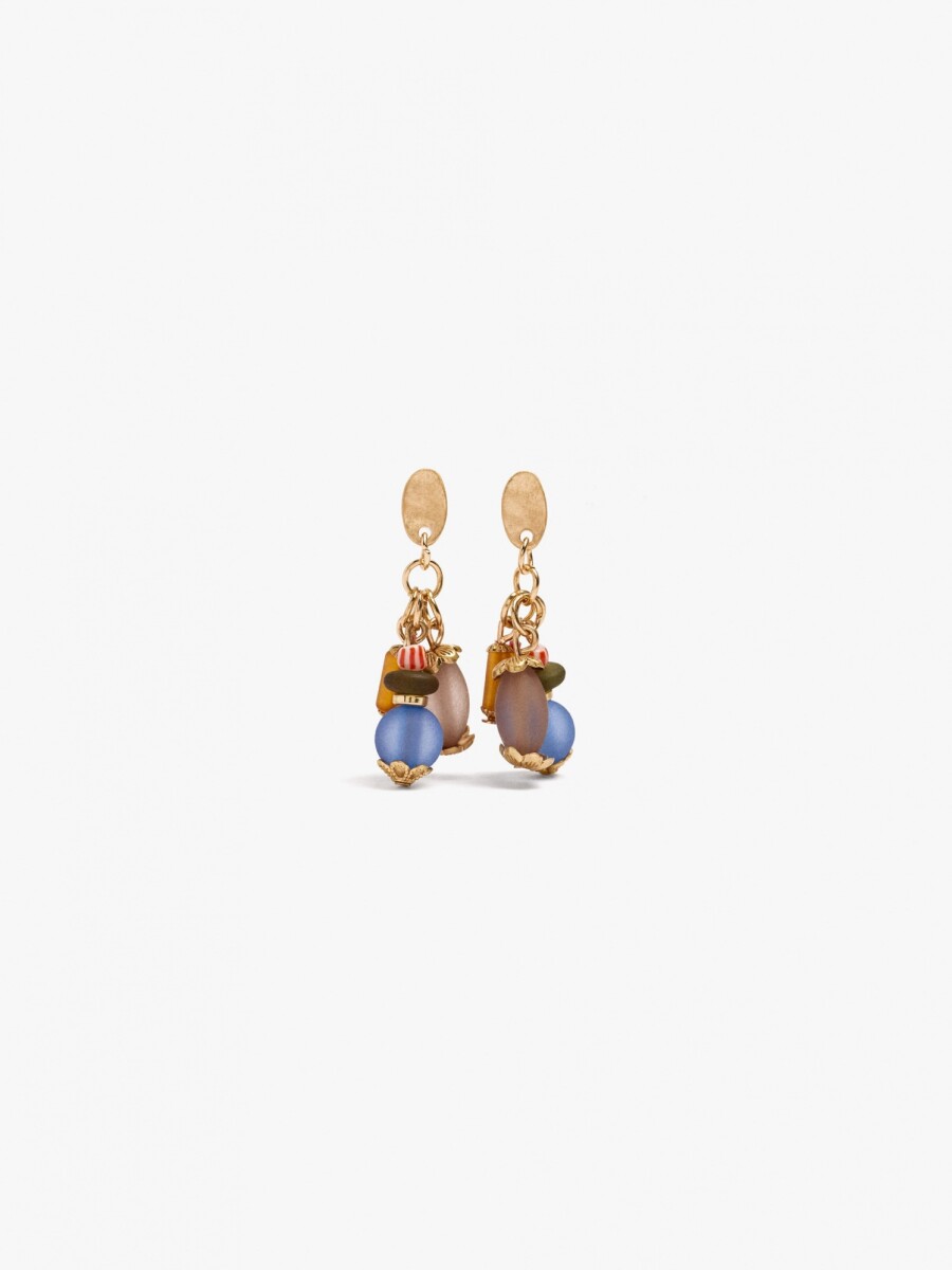 Pendientes Largos Cuentas Multicolor multicolor